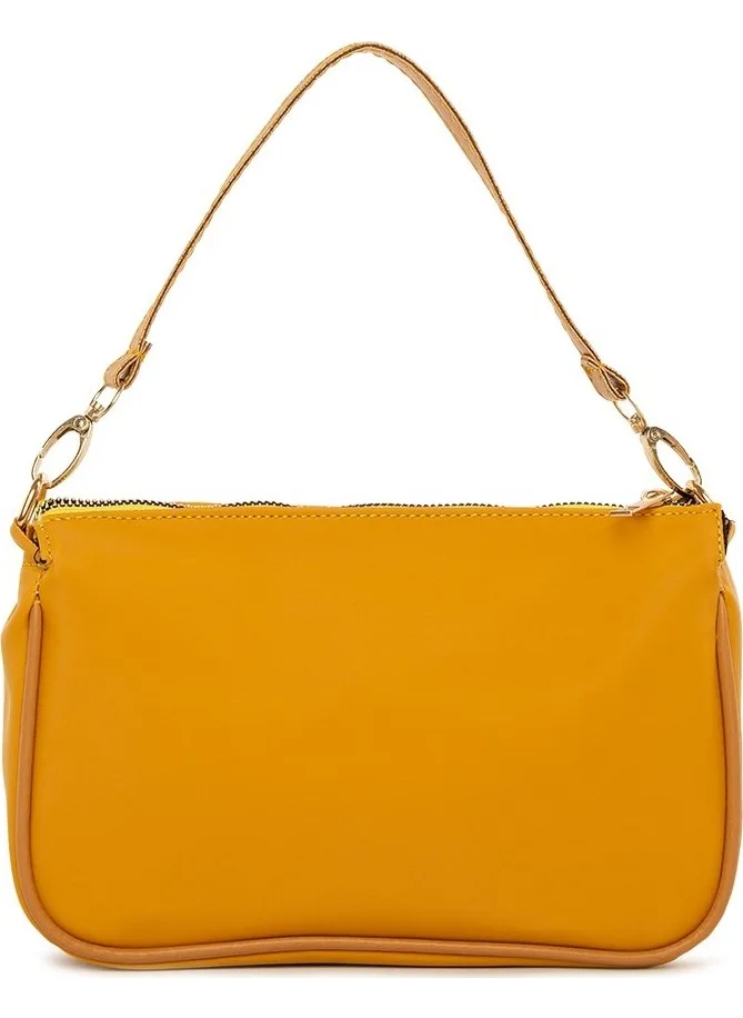 Bagmori Yellow Satin Corded Baguette Bag