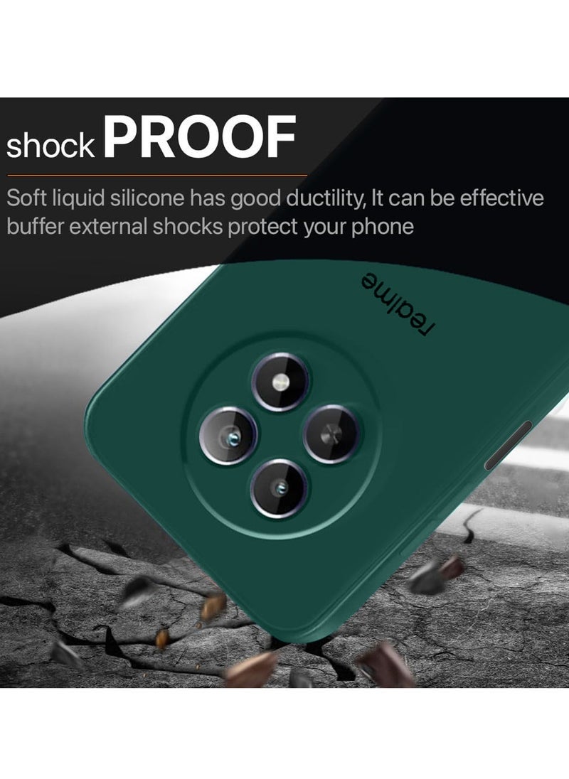 Raxoom Premium Soft Liquid Silicone Case Cover for Realme 12 5G 2024 â€“ Shockproof, Scratch-Resistant, Soft Touch Protective Case â€“ Dark Green - Image 5