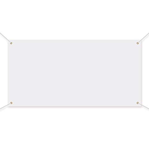 Zonon لافتات وأعلام زونون الكبيرة الفارغة من قماش بوليستر أوكسفورد لزخرفة مع حبل تعليق للاستخدام الداخلي والخارجي لافتات سهلة التعليق للأعمال والمكاتب (أبيض، 3.3 × 6 أقدام) - Image 1