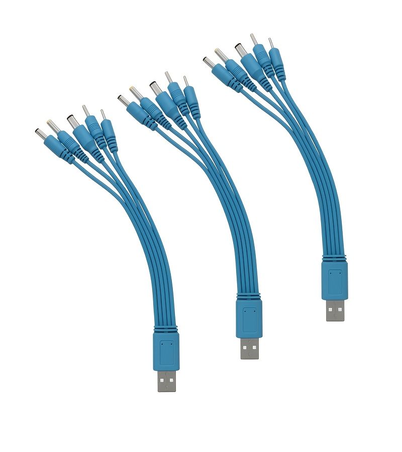 3 قطع 5 في 1 USB إلى DC 2.0، 2.5، 3.5، 4.0، 5.5 كابل بيانات أحمر - Image 5