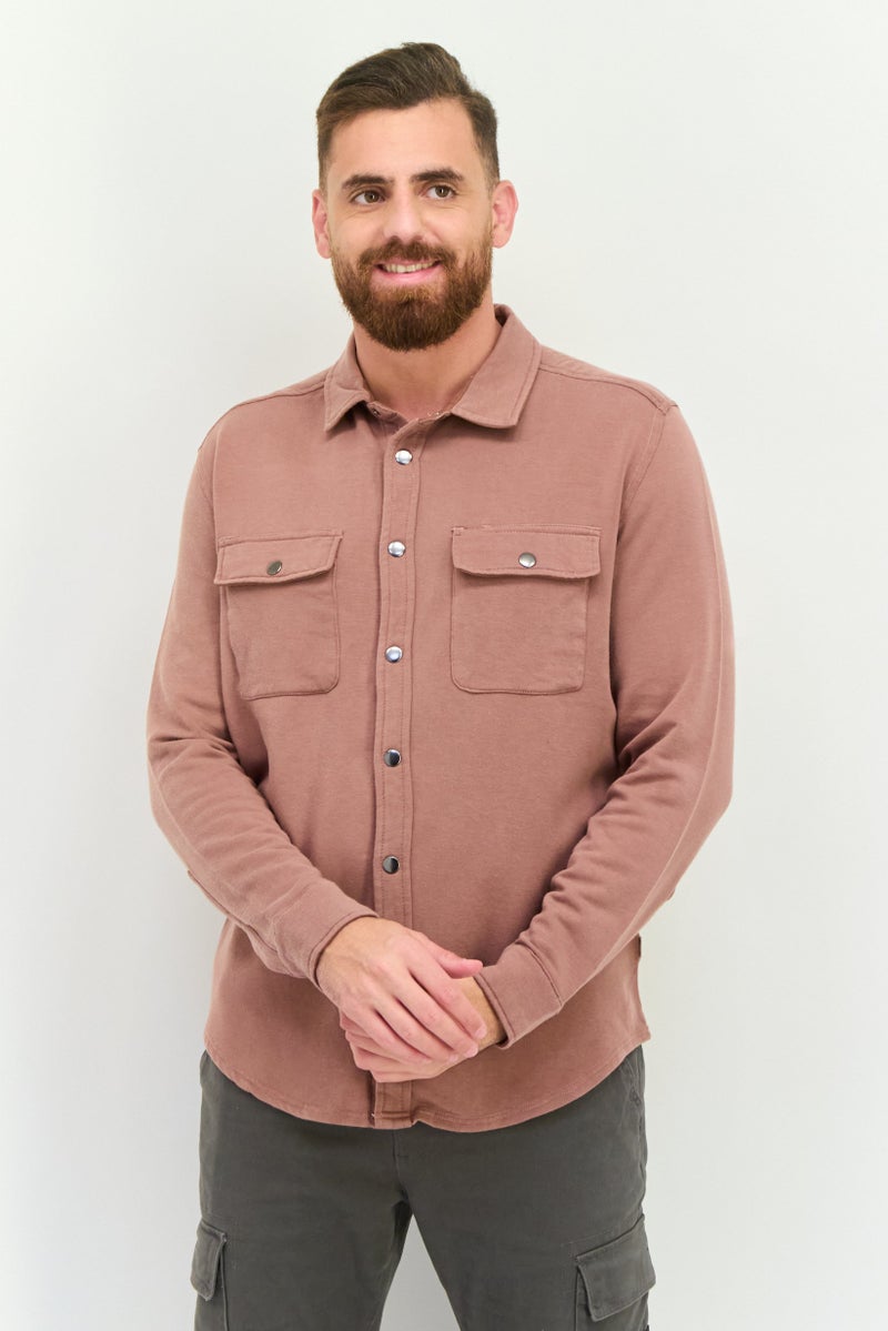 Feat Men Solid Hybrid Jacket Shirt, Mauve - Image 1