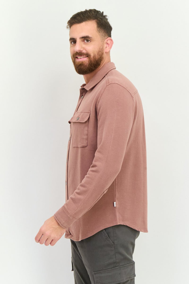 Feat Men Solid Hybrid Jacket Shirt, Mauve - Image 4
