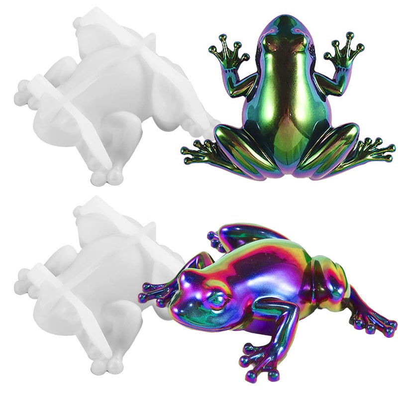 2PCS Frog Shape Resin Molds Animal Silicone Molds 3D Cute Resin Molds for Epoxy Casting Unique Display Frog Mould for DIY Crafts Halloween Wall Desktop Home Decoration