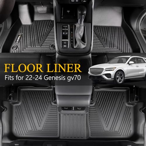 Wailtnb-Car Floor Mats & Cargo Liner Custom for 2022-2026 Genesis GV70 (Not for EV) Durable All Weather Protection Floor Liner Full Set GV70 Accessories Black - Image 2
