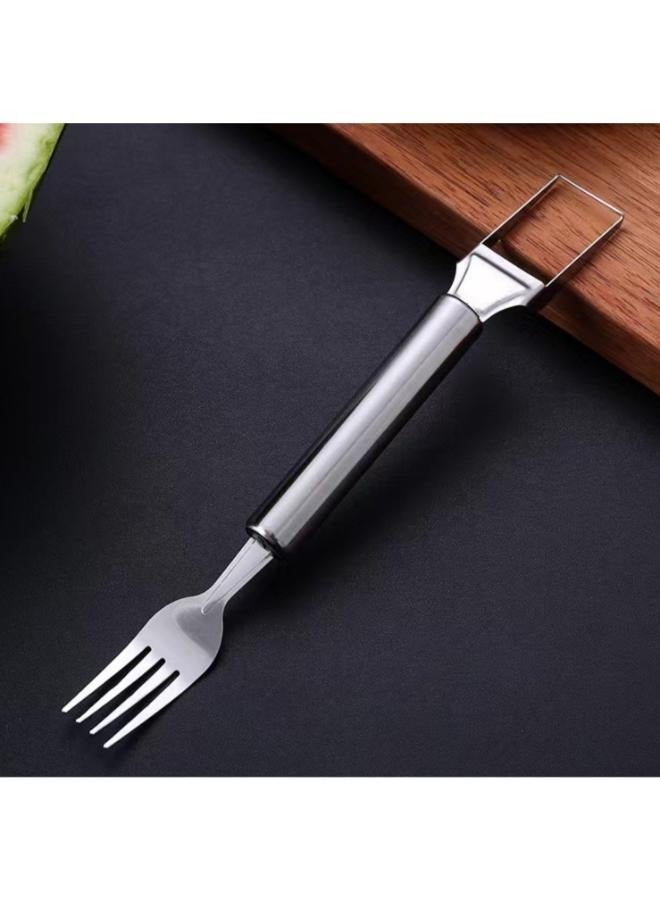 Multifunctional Melon Baller Cutter and Server Tool Stainless Steel Watermelon Slicer and Fork - Image 1