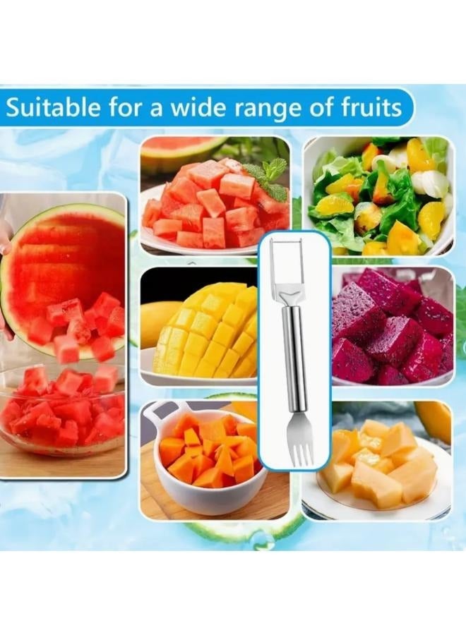 Multifunctional Melon Baller Cutter and Server Tool Stainless Steel Watermelon Slicer and Fork - Image 5