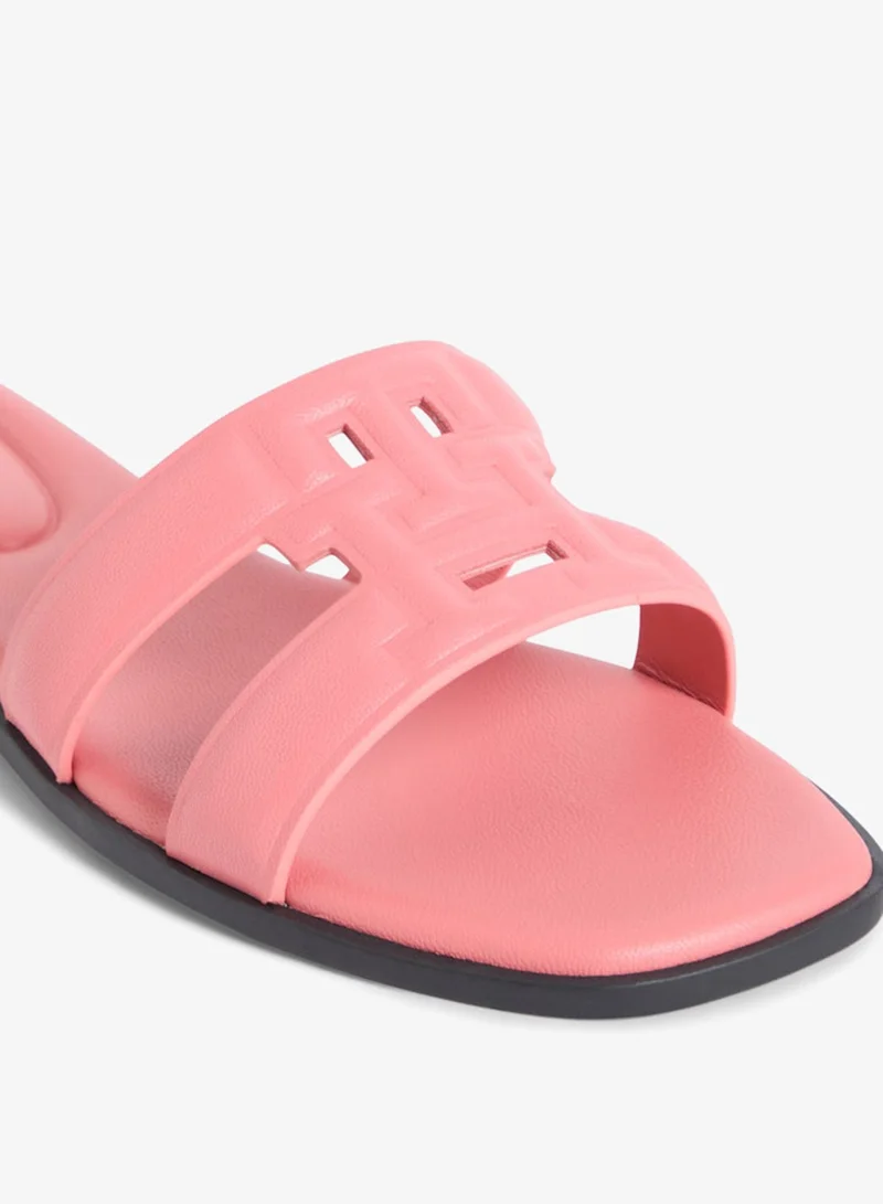 Tommy Hilfiger Coral Clay Leather TH Monogram Strap Mules for Women | Best Price UAE
