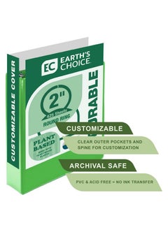 Samsill Earth'S Choice™ Plantbased Durable View 3 Ring Binder Customizable 2" Round Ring Up To 25% Plantbased Plastic Lime  - Image 4