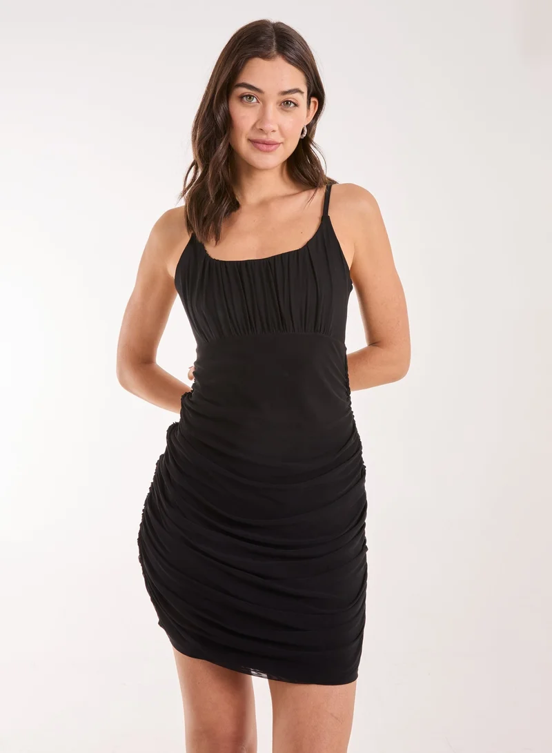Pink Vanilla  Bengaline Mesh Mini Dress for Women | Best Price UAE