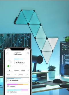 Nanoleaf إصدار محدود من مثلثات الأشكال السوداء الفائقة - حزمة توسعة مكونة من 3 ألواح - إضاءة LED ذكية تعمل بالواي فاي مع جهاز عرض موسيقى، ديكور حائط، للاستخدام في المنزل أو المكتب، أكثر من 16 مليون لون، استهلاك منخفض للطاقة | مصابيح ألعاب - أسود  - Image 2