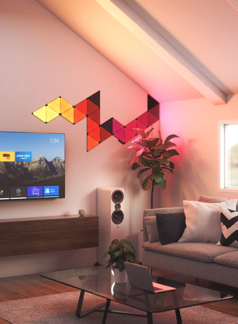 نانوليف مجموعة توسيع محدودة الإصدار SHAPES Triangles فائقة السواد - 3 لوحات - إضاءة LED ذكية واي فاي مع مؤثرات موسيقية، ديكور حائط، للاستخدام المنزلي أو المكتبي، 16 مليون+ لون، استهلاك طاقة منخفض | إضاءة ألعاب - أسود