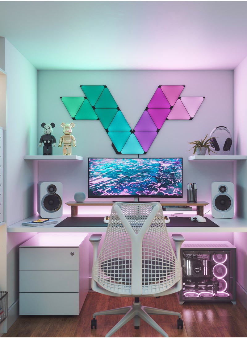 Nanoleaf Limited Edition Ultra Black SHAPES Triangles - 3 Panels Expansion Pack - Smart WiFi LED w/ Music Visualizer, Wall Decor, Home or Office Use, 16M+ Colors, Low Energy Consumption| Gaming Lights - Black  - Image 5