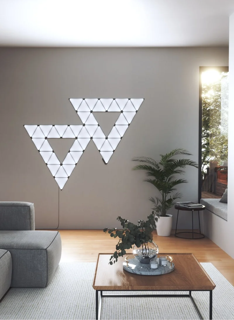 نانوليف مجموعة توسيع محدودة الإصدار SHAPES Triangles فائقة السواد - 3 لوحات - إضاءة LED ذكية واي فاي مع مؤثرات موسيقية، ديكور حائط، للاستخدام المنزلي أو المكتبي، 16 مليون+ لون، استهلاك طاقة منخفض | إضاءة ألعاب - أسود