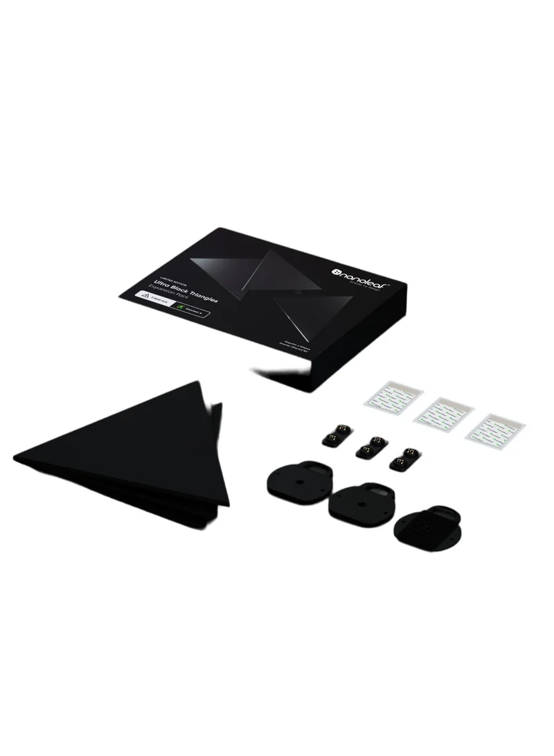 نانوليف مجموعة توسيع محدودة الإصدار SHAPES Triangles فائقة السواد - 3 لوحات - إضاءة LED ذكية واي فاي مع مؤثرات موسيقية، ديكور حائط، للاستخدام المنزلي أو المكتبي، 16 مليون+ لون، استهلاك طاقة منخفض | إضاءة ألعاب - أسود