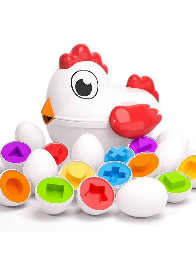 TEMI Toddler Chicken Easter Eggs Toys - Color Matched Game Shape Sorter With 6 Toy Eggs For Kids, Fine Motor Skills Sensory Toys, Educational Gifts For 3 4 5 6 Girls Boys Baby - Image 1