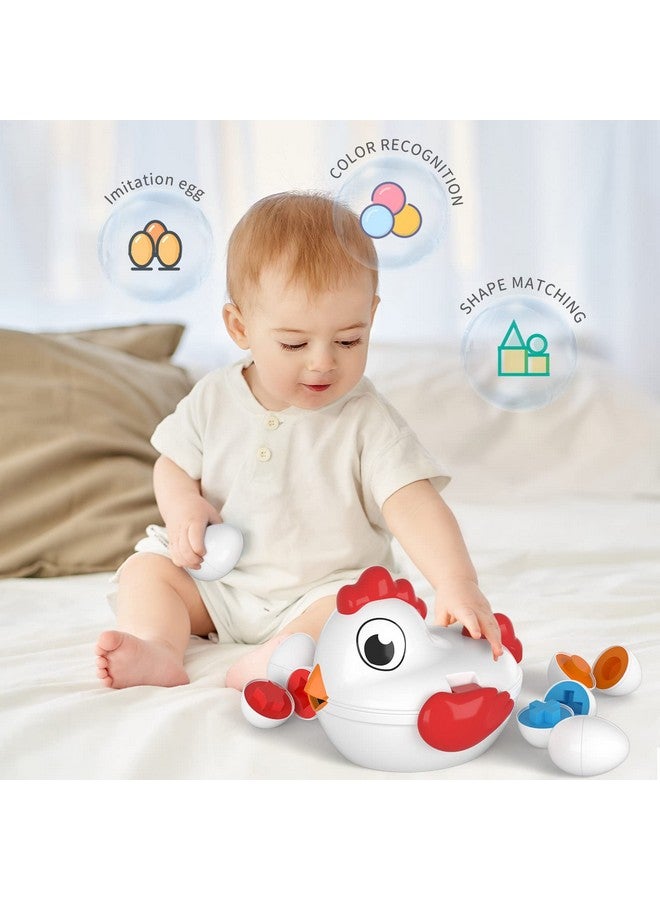 TEMI Toddler Chicken Easter Eggs Toys - Color Matched Game Shape Sorter With 6 Toy Eggs For Kids, Fine Motor Skills Sensory Toys, Educational Gifts For 3 4 5 6 Girls Boys Baby - Image 2
