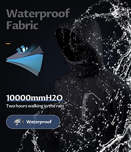 CREATMO US Men's Snowboard Jacket Waterproof Ski Jacket Cold Weather Warm Soft Fleece Rain Jackets Outdoor Outerwear Black M - Image 4