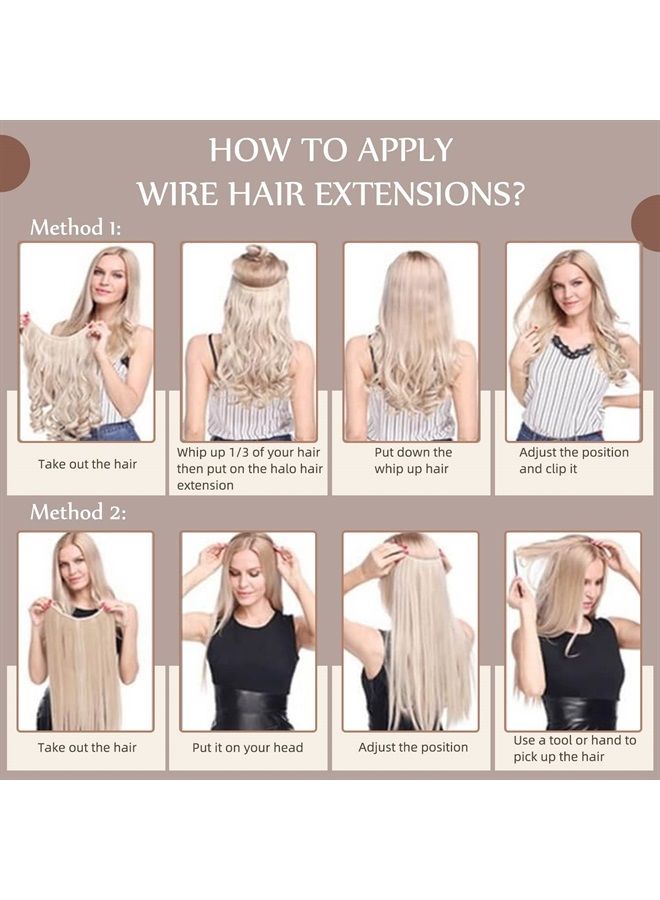 Fshine Wire Hair Extensions,Balayage Grey to Platinum Blonde 80g 18 Inch, Fshine Human Hair Extensions Adjustable Transparent Wire Extensions Natural Straight Remy Hair - Image 5