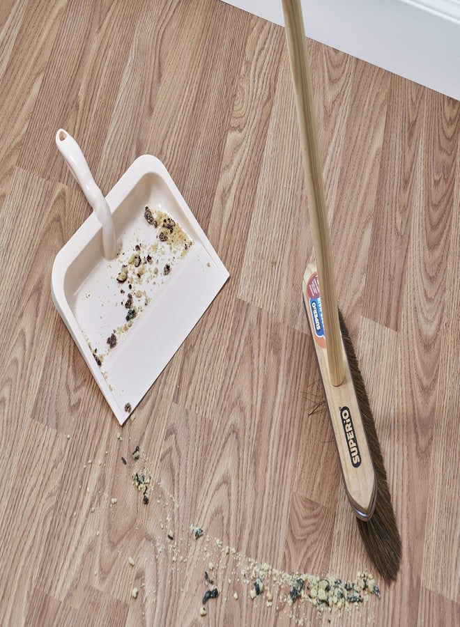 Superio Heavy Duty Plastic Dustpan with Comfort Grip Handle Beige, Durable, Lightweight Multi Surface Dust Pan Easy Broom Sweeping, 10 inch Wide - Image 4