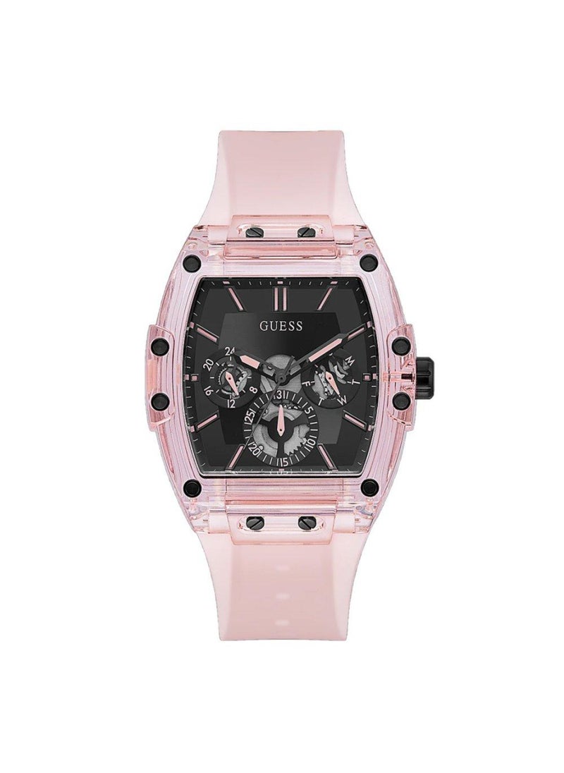 GUESS Guess Men’s Quartz Pink Silicone Strap Black Dial 43mm Watch GW0032G1  - Image 1