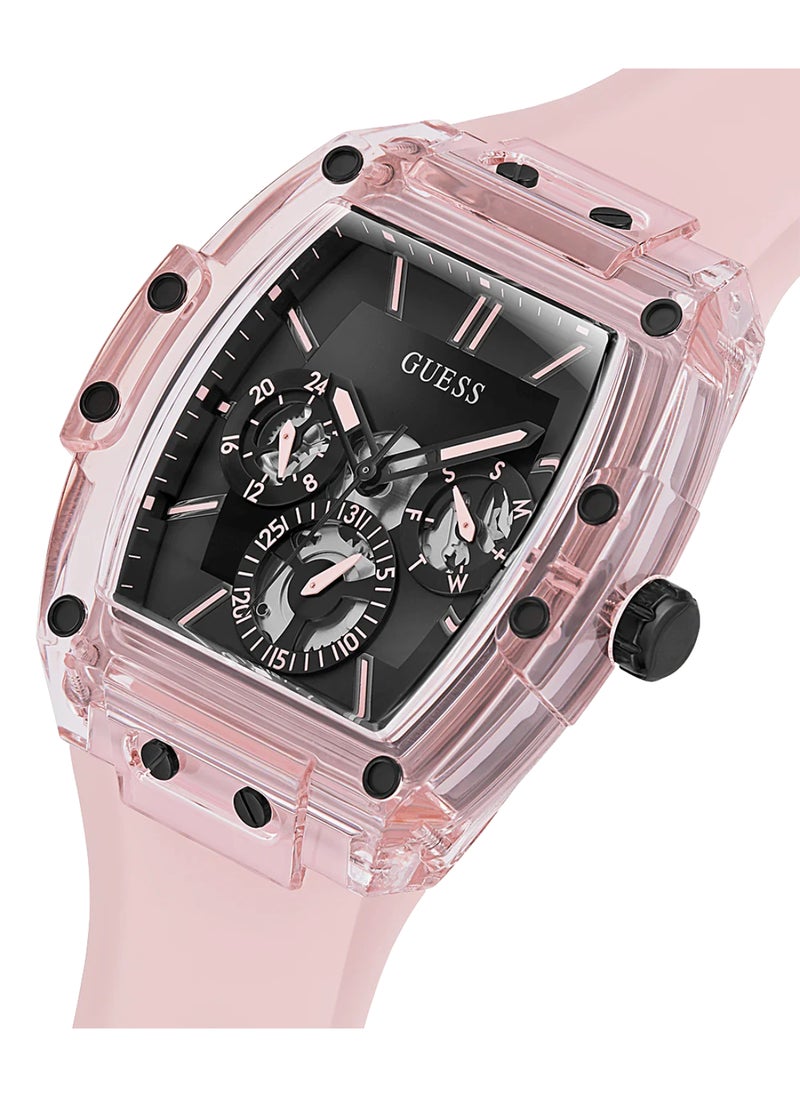 GUESS Guess Men’s Quartz Pink Silicone Strap Black Dial 43mm Watch GW0032G1  - Image 2