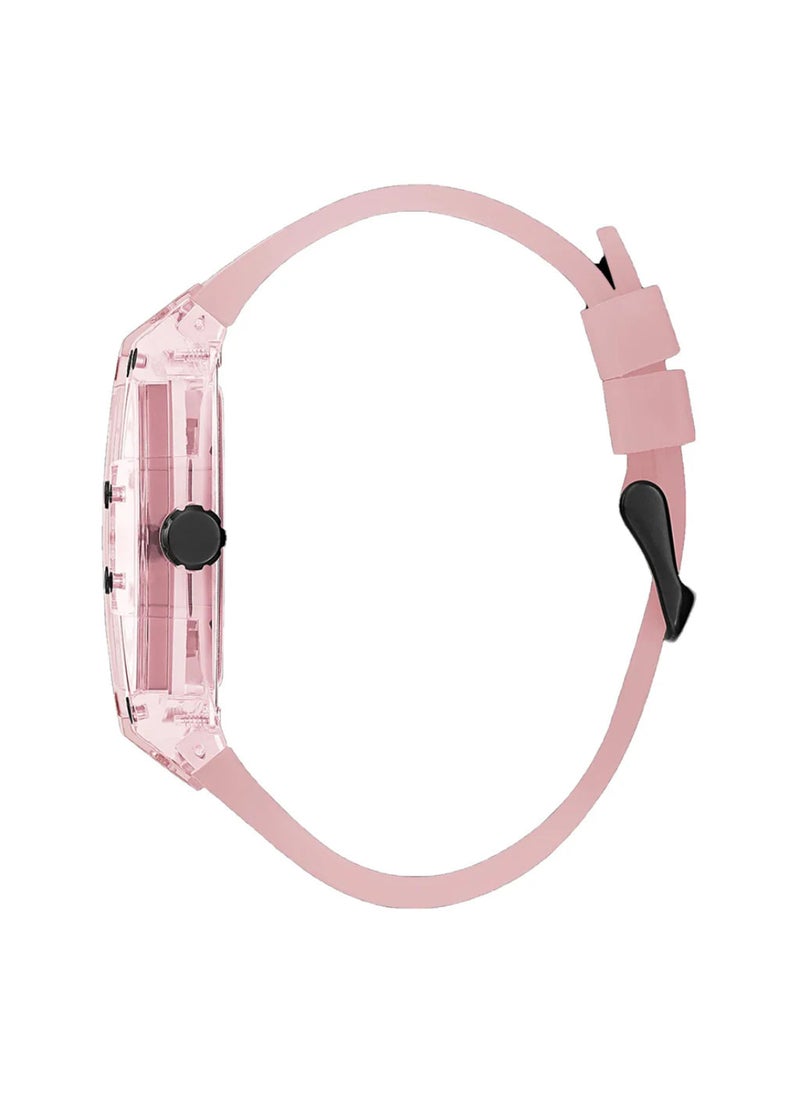 GUESS Guess Men’s Quartz Pink Silicone Strap Black Dial 43mm Watch GW0032G1  - Image 3