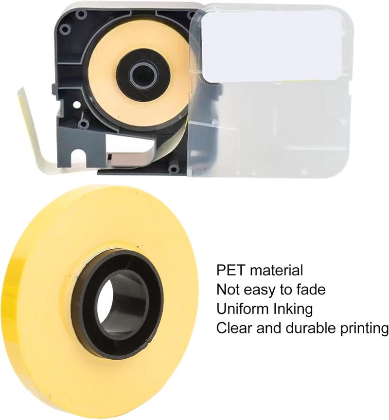 Label Maker Tape Replacement Rolls, 8m Long 5mm Wide Yellow Stickers - Clear Printing, Durable PET Material, Compatible with MAX LM370 LM380 LM390 (Yellow) - Image 4