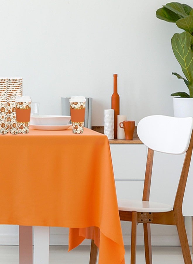 JarThenaAMCS جرثينا AMCS 50 قطعة أكواب قهوة خريفية مع أغطية وأكمام 16 أونصة مزهرة خريفية من اليقطين أكواب ورقية قابلة للتخلص منها لأخذها لقهوة عيد الشكر والزفاف والمقاهي والمتاجر كابتشينو شوكولاتة كاكاو - Image 4