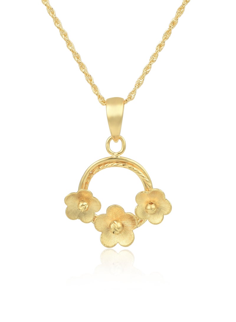 BAFLEH JEWELLERY Nature’s Beauty in Gold: 18K Floral Pendant with Chain for kids  - Image 1