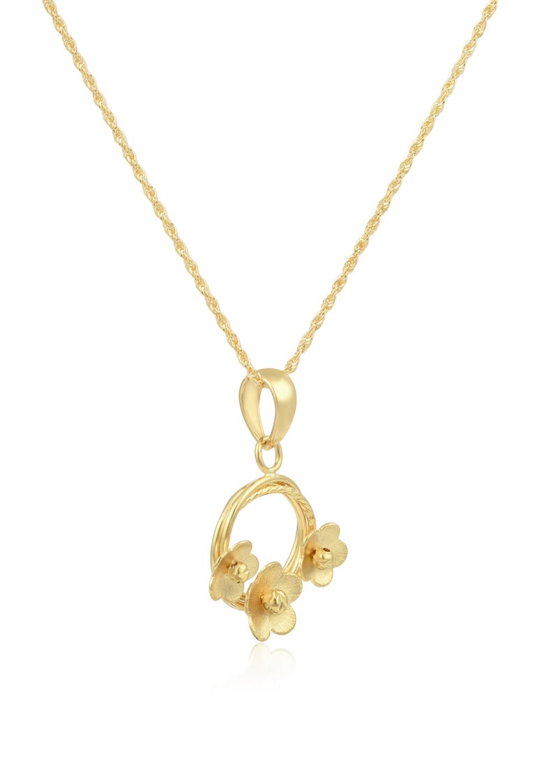 BAFLEH JEWELLERY Nature’s Beauty in Gold: 18K Floral Pendant with Chain for kids  - Image 2