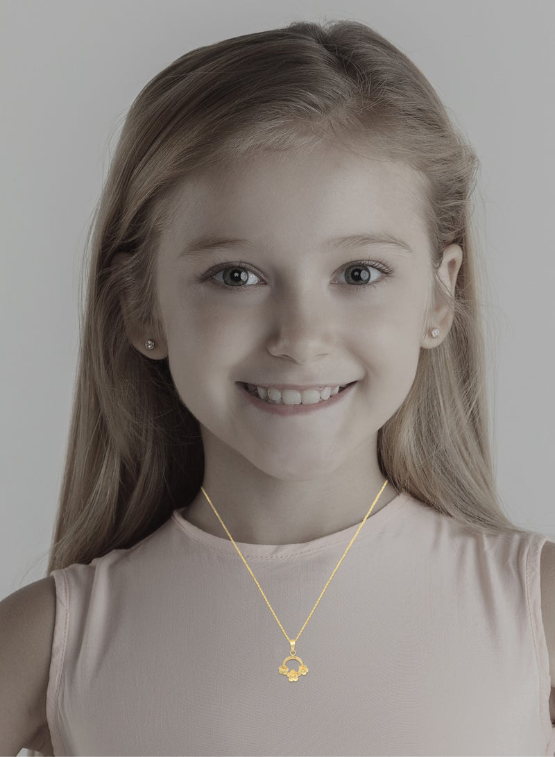 BAFLEH JEWELLERY Nature’s Beauty in Gold: 18K Floral Pendant with Chain for kids  - Image 3