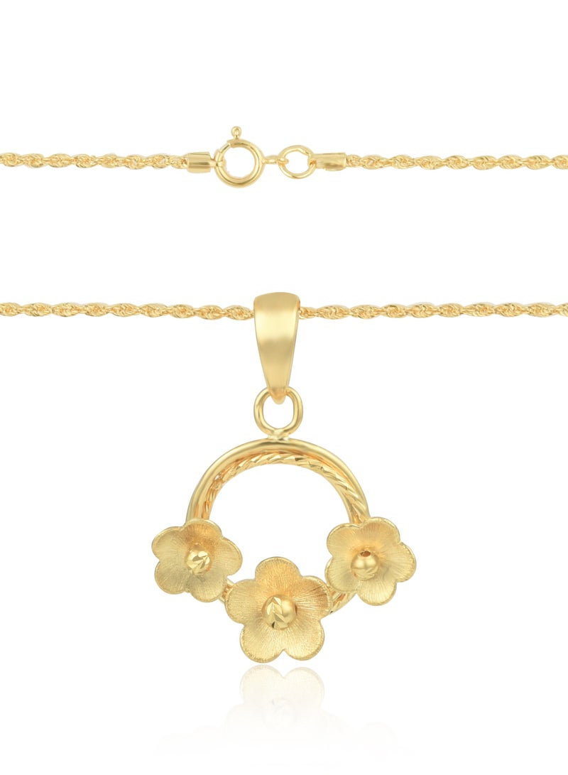 BAFLEH JEWELLERY Nature’s Beauty in Gold: 18K Floral Pendant with Chain for kids  - Image 4