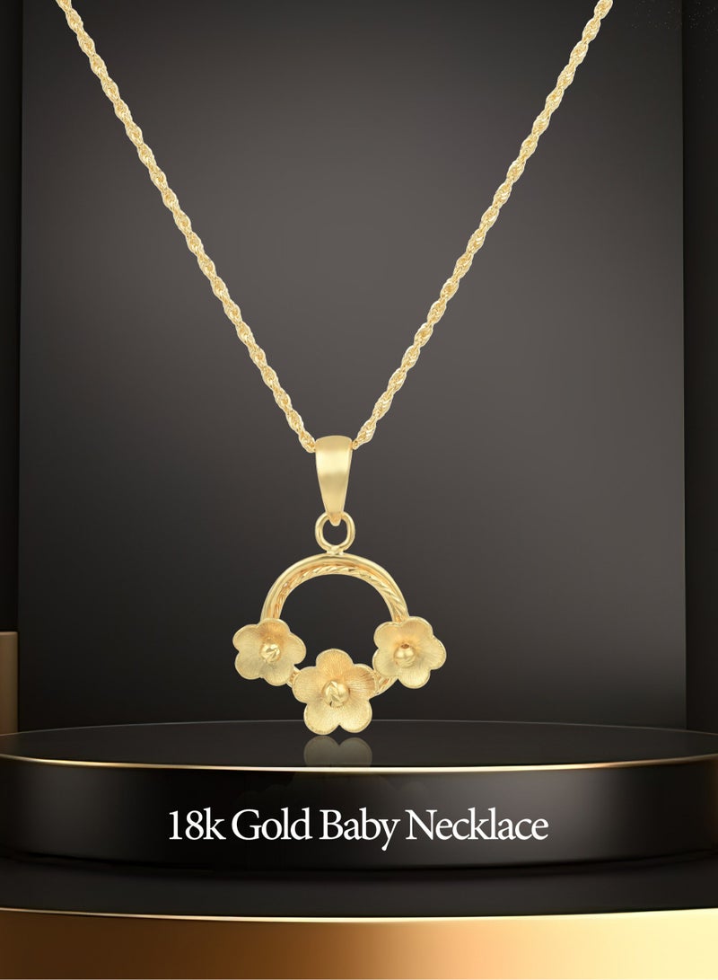 BAFLEH JEWELLERY Nature’s Beauty in Gold: 18K Floral Pendant with Chain for kids  - Image 5