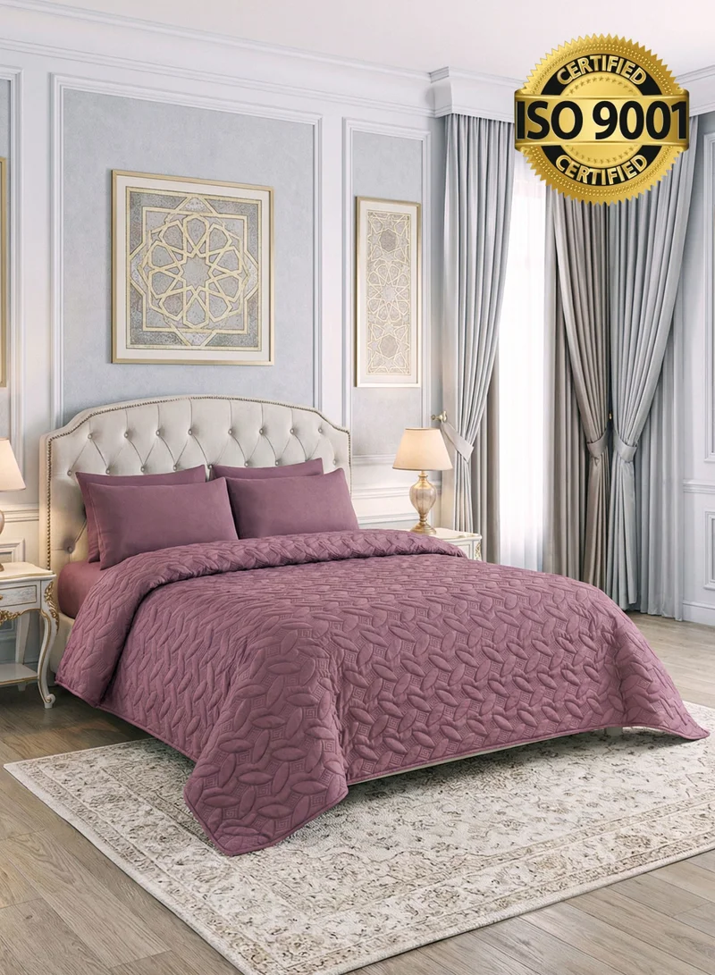 Master Home Textile 4Piece Microfiber Bedspread Set Fits 200 x 200 cm Double Size Bed King Size Compressed Comforter Set Elmira Series