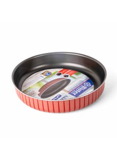 Bister Round Baking Oven Tray 38cm Made of High Quality Nonstick with Flat Bottom Suitable for Oven | Black & Red.  - Image 1