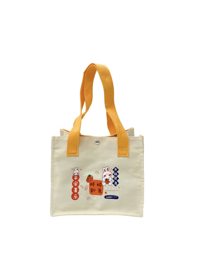 Canvas Women's Bag Persimmon Ruyi Handbag Small Square Bag Fashion Casual Cute Handbag Cartoon Handbag - Image 5