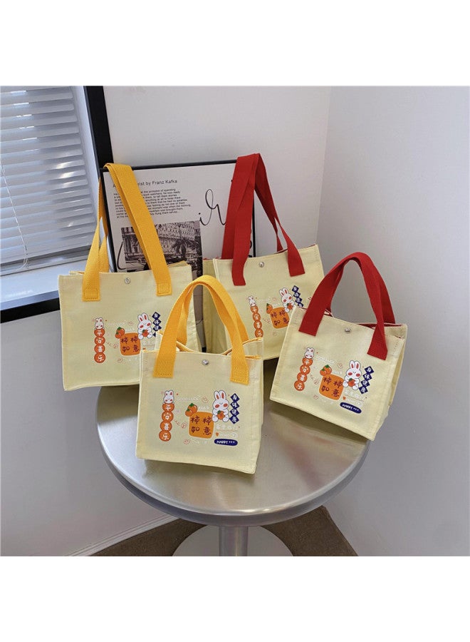 Canvas Women's Bag Persimmon Ruyi Handbag Small Square Bag Fashion Casual Cute Handbag Cartoon Handbag - Image 3