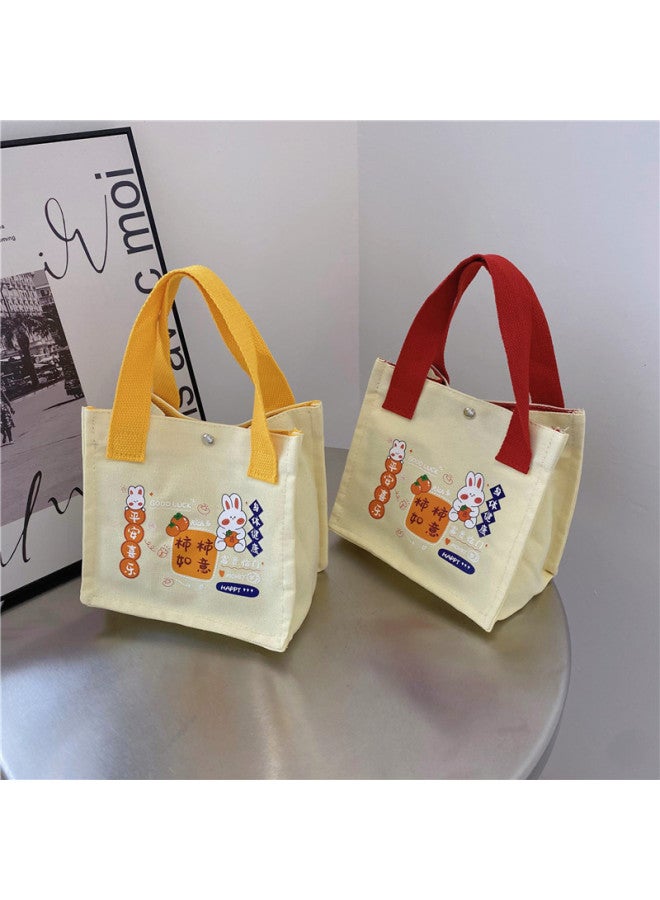 Canvas Women's Bag Persimmon Ruyi Handbag Small Square Bag Fashion Casual Cute Handbag Cartoon Handbag - Image 2