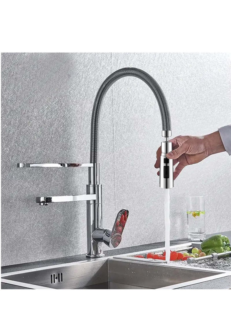 Excefore رأس رش صنبور المطبخ، فوهة دوارة ٣٦٠°، ممتد صنبور بديل، ملحق صنبور FM22 M24، حوض المطبخ، ٣ أوضاع مضادة لتقلب المياه (فضي) - Image 5