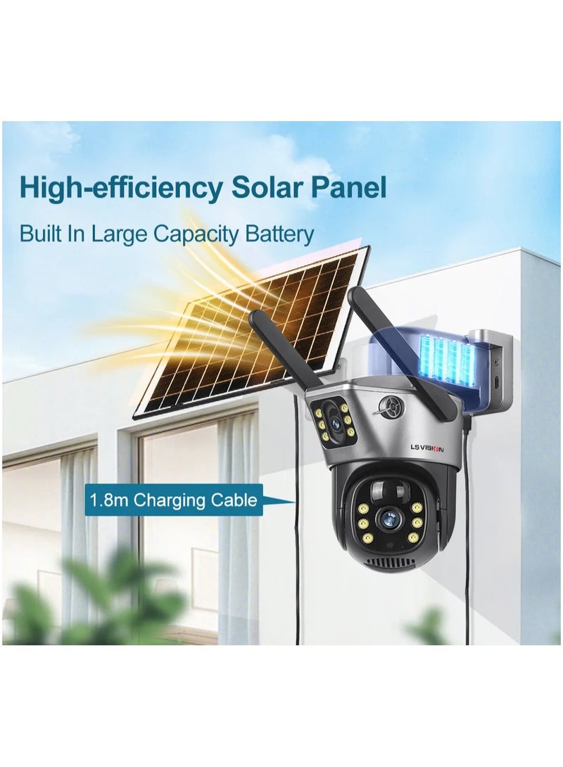 LS VISION Solar Camera Dual Lens WiFi 8MP 4K IP Camara Solar Panel CCTV Security Built in Battery PIR Cam V380 ( With 32GB Card) - Image 2