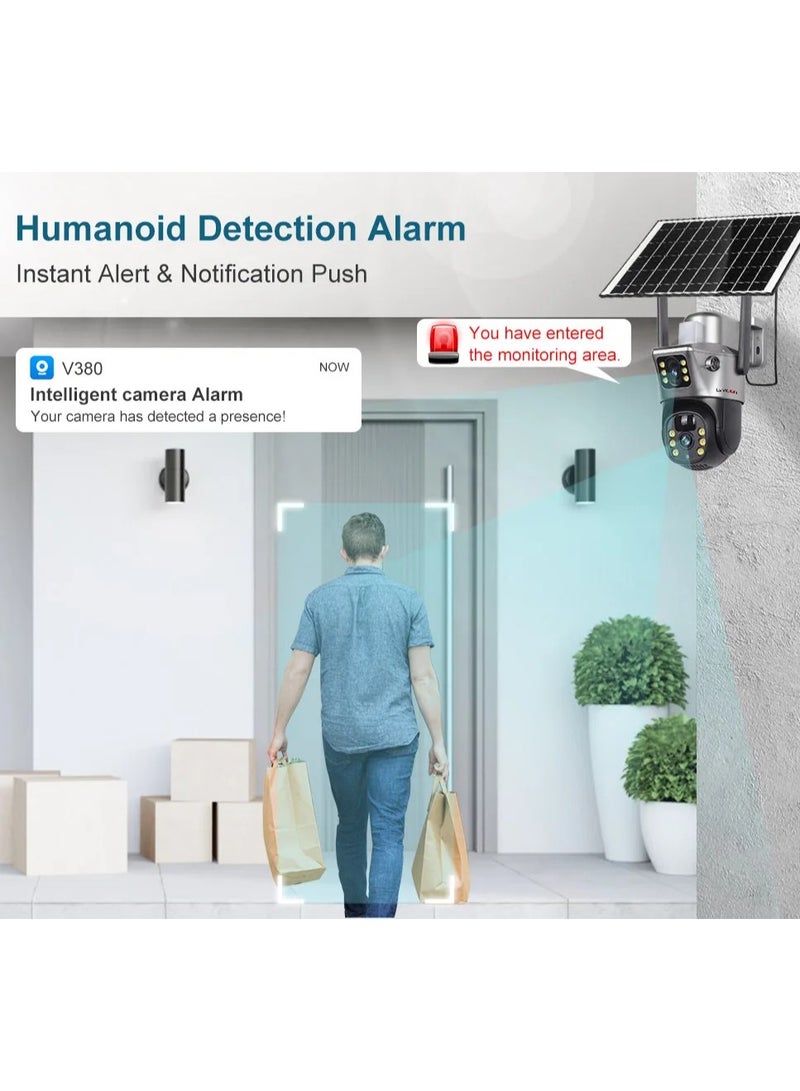 LS VISION Solar Camera Dual Lens WiFi 8MP 4K IP Camara Solar Panel CCTV Security Built in Battery PIR Cam V380 ( With 32GB Card) - Image 3