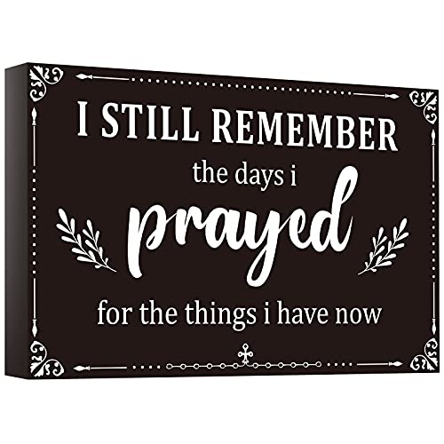 Jetec I Still Remember The Days I Prayed Home Wall Decorations Wooden Table Centerpieces Box Sign Farmhouse Decor House Prayer Wooden Rustic Presents For Bedroom Living Room or Shelf Black 