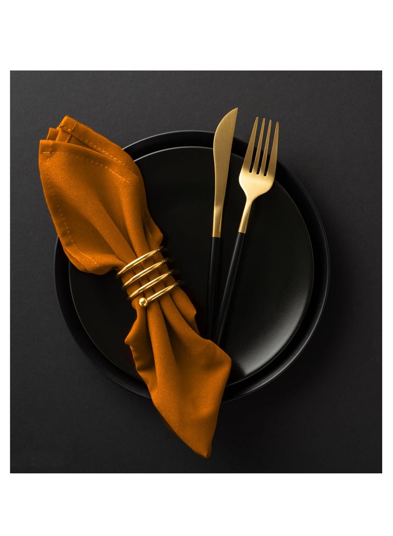 LuxHome Reusable Cloth Dinner Napkins – Pack of 6, 40 x 40 cm – Elegant Fabric Table Napkins for Dining, Events, Weddings, and Home Décor, Golden Orange - Image 3