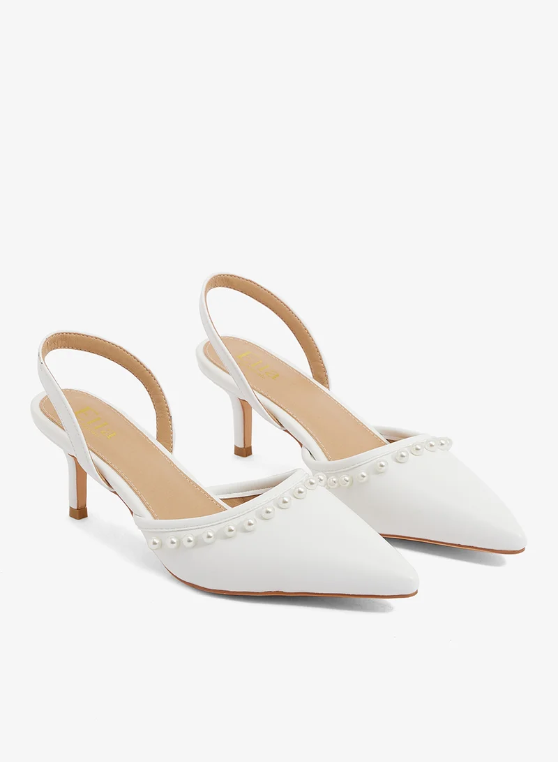 Ella Limited Edition Pearl trim detail, slingback