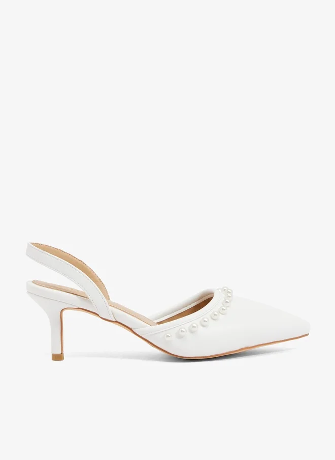 Pearl trim detail, slingback