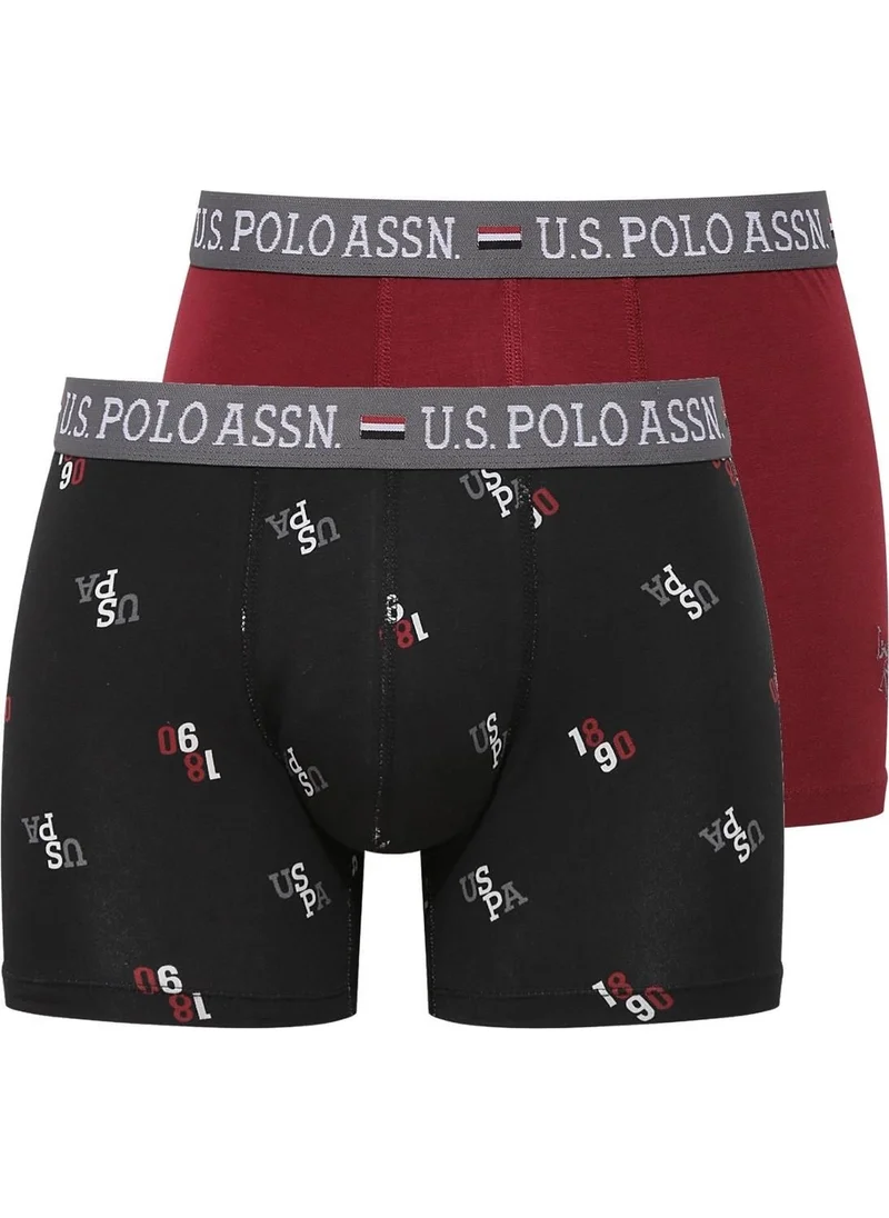 U.S. Polo Assn. 80487 Men's Modal 2-Piece Boxer-Claret Red & Black