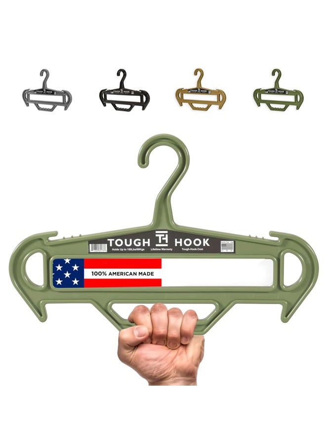 Tough Hook Tough Hanger XL | American Made |Unbreakable Heavy Duty Hanger |GRIPPER Built-in Carry Handle | A Beast of a Hanger |Premium Military Grade | X-Large Hanger |180 LB Capacity | |Veteran Owned (Foliage) - Image 1