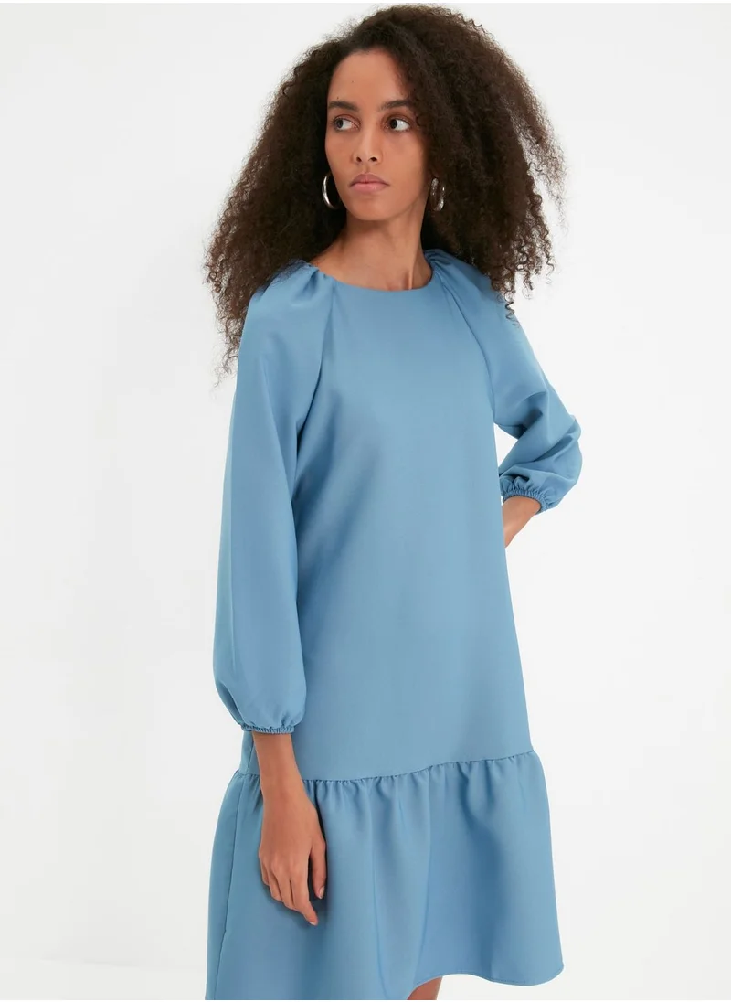 trendyol Crew Neck Balloon Sleeve Dress