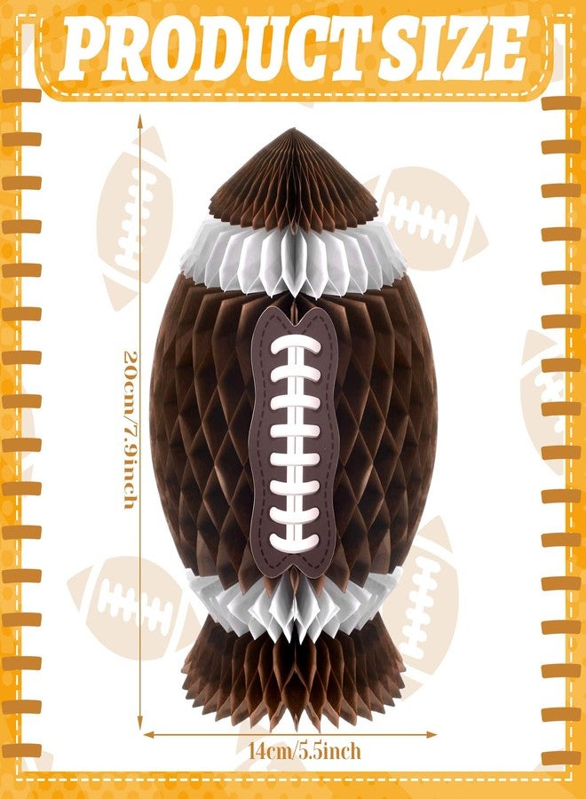 Fourluoo 3Pcs Football Party Decorations Large Football Honeycomb Centerpieces 3D Ball Table Decor Sports Ball Paper Honeycomb Decorations for Tailgate Party Decoration(12Pcs Dark Brown,7.4 Inch) - Image 3