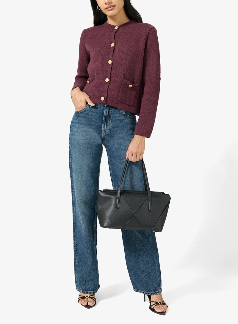 ELLA Black Structured East-To-West Tote for Women | Best Price UAE